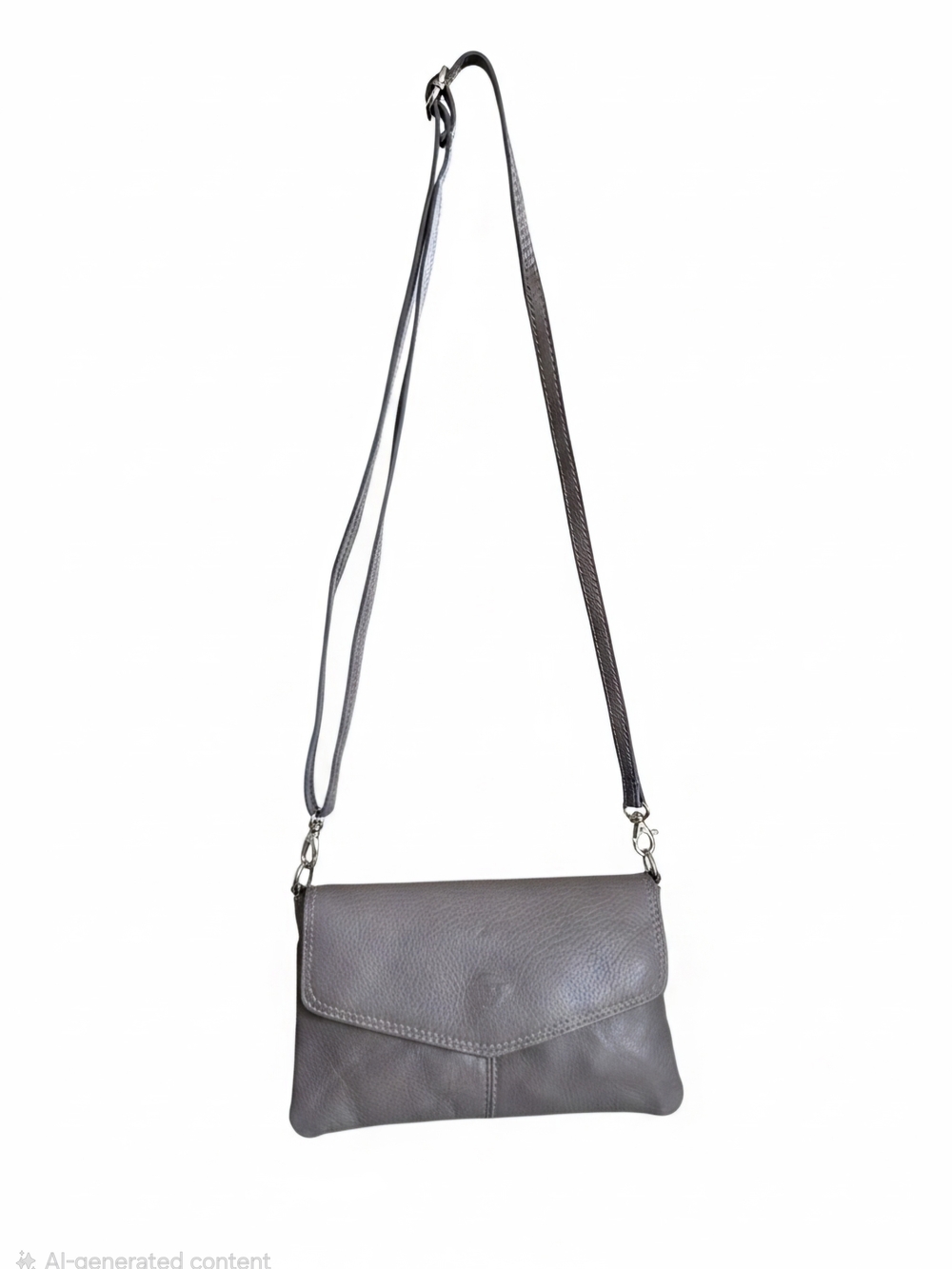 Women's Gray Leather Crossbody Bag - Minimalist Style